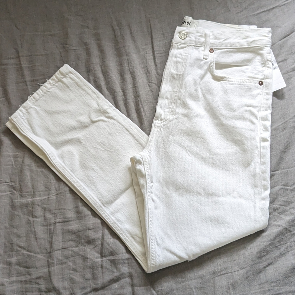 Agolde Riley Jeans in Slant White Distressed - Picture 5 of 5